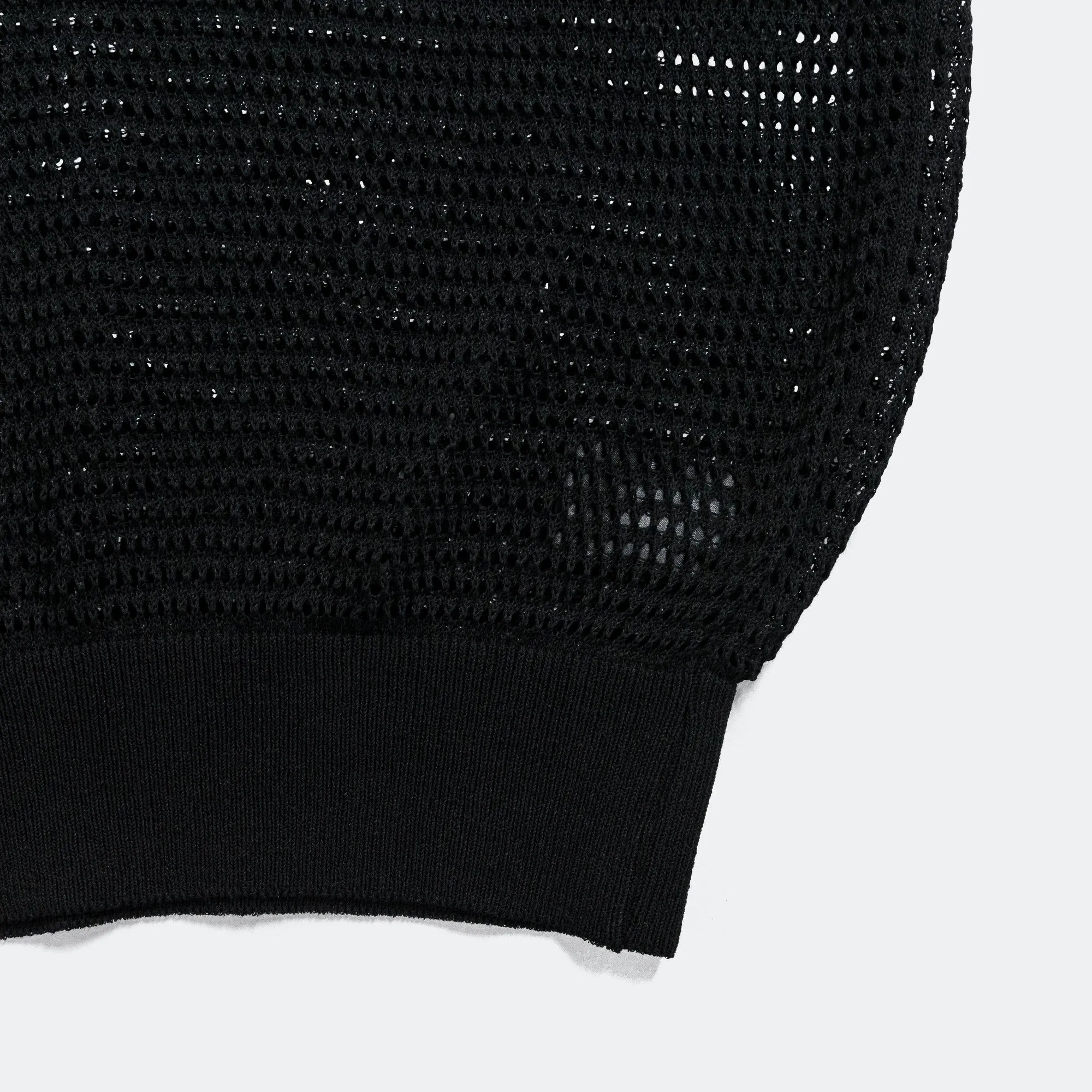 12G Mesh Knit CAROL Polo - Black