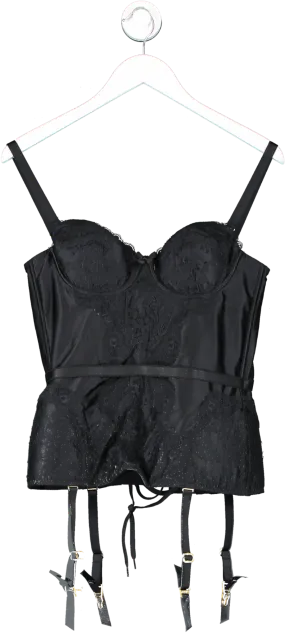 Agent Provocateur Black Andee Lace-paneled Satin Bustier UK 12