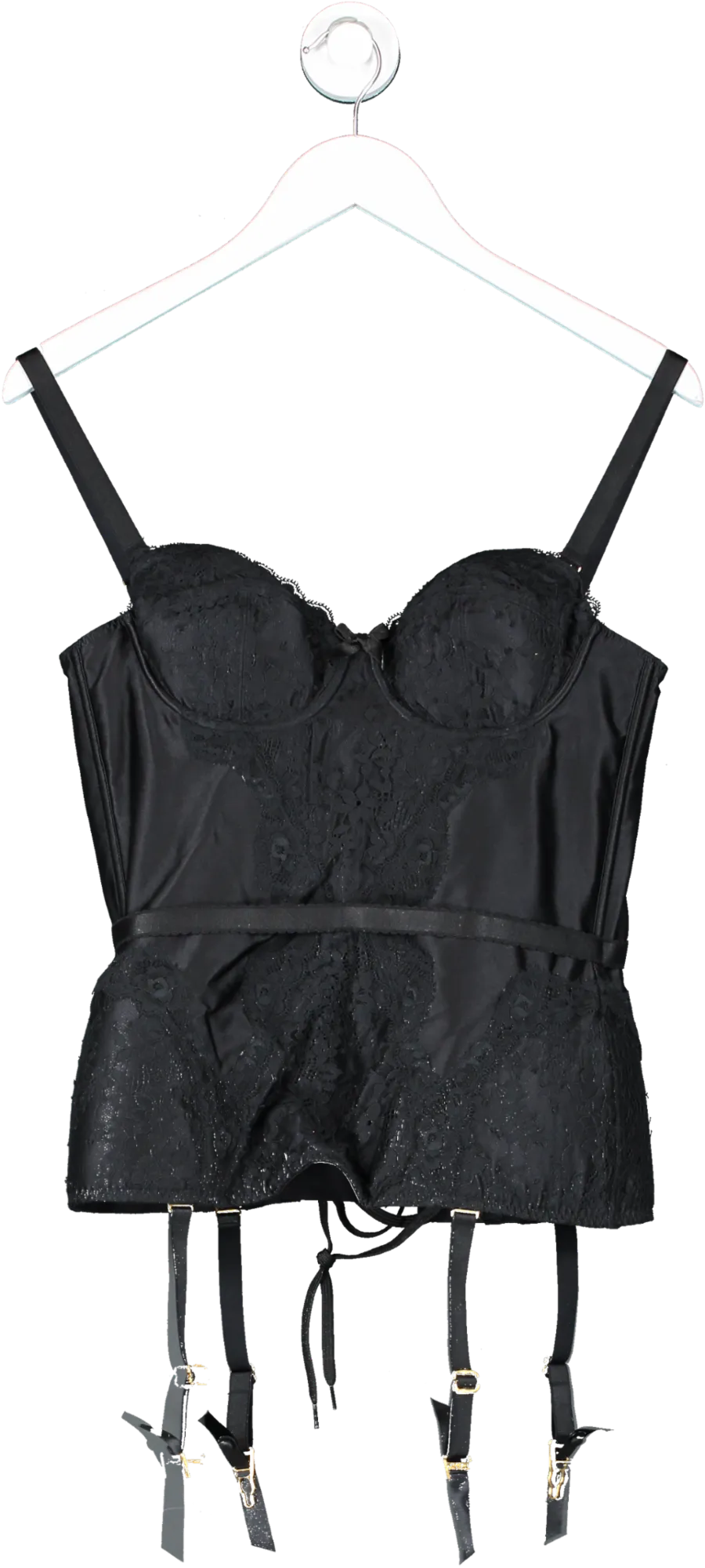 Agent Provocateur Black Andee Lace-paneled Satin Bustier UK 12