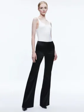 Alice   Olivia - Teeny Satin Bootcut Pant - Black