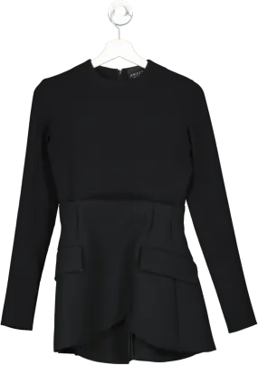 A.W.A.K.E Mode Black Raw Seam Tailored Mini Dress UK 8