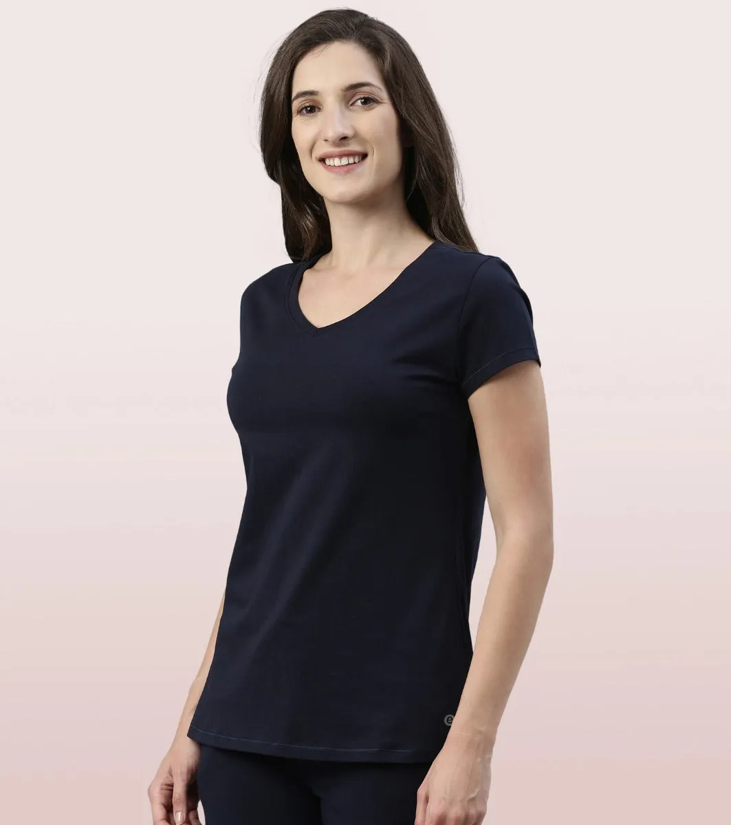 Basic ‘V’ Tee | Short Sleeve ‘V’ Neck Basic Stretch Cotton Tee