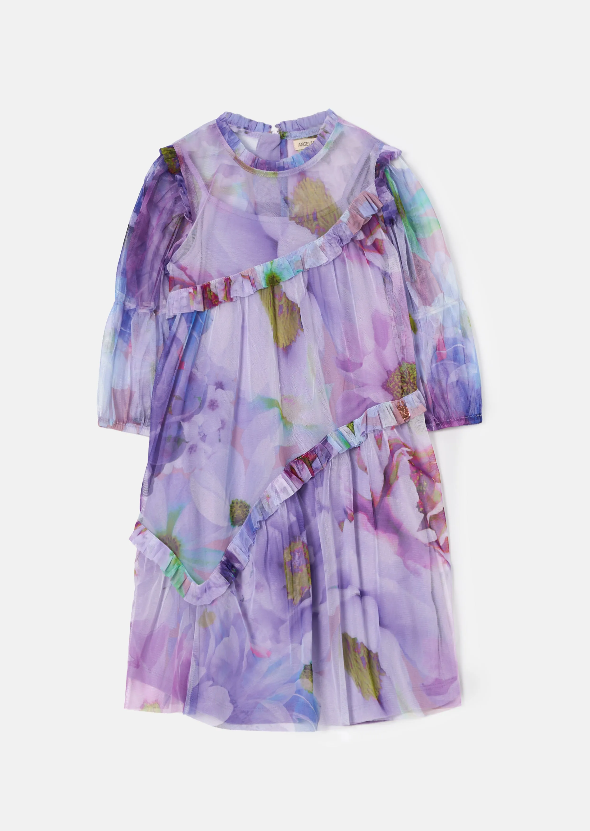 Beatrice Lavender Print Mesh Dress