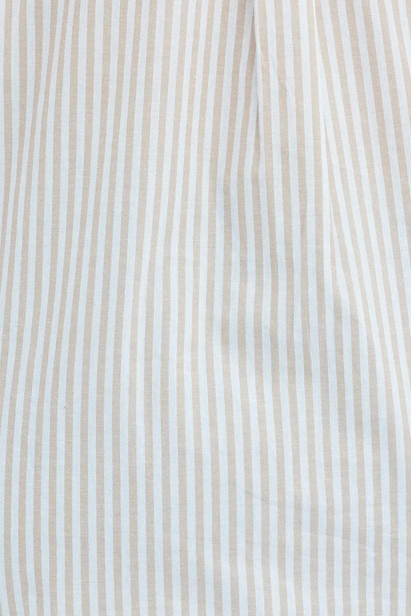 Beige Stripe Relaxed Shirt Long Sleeve