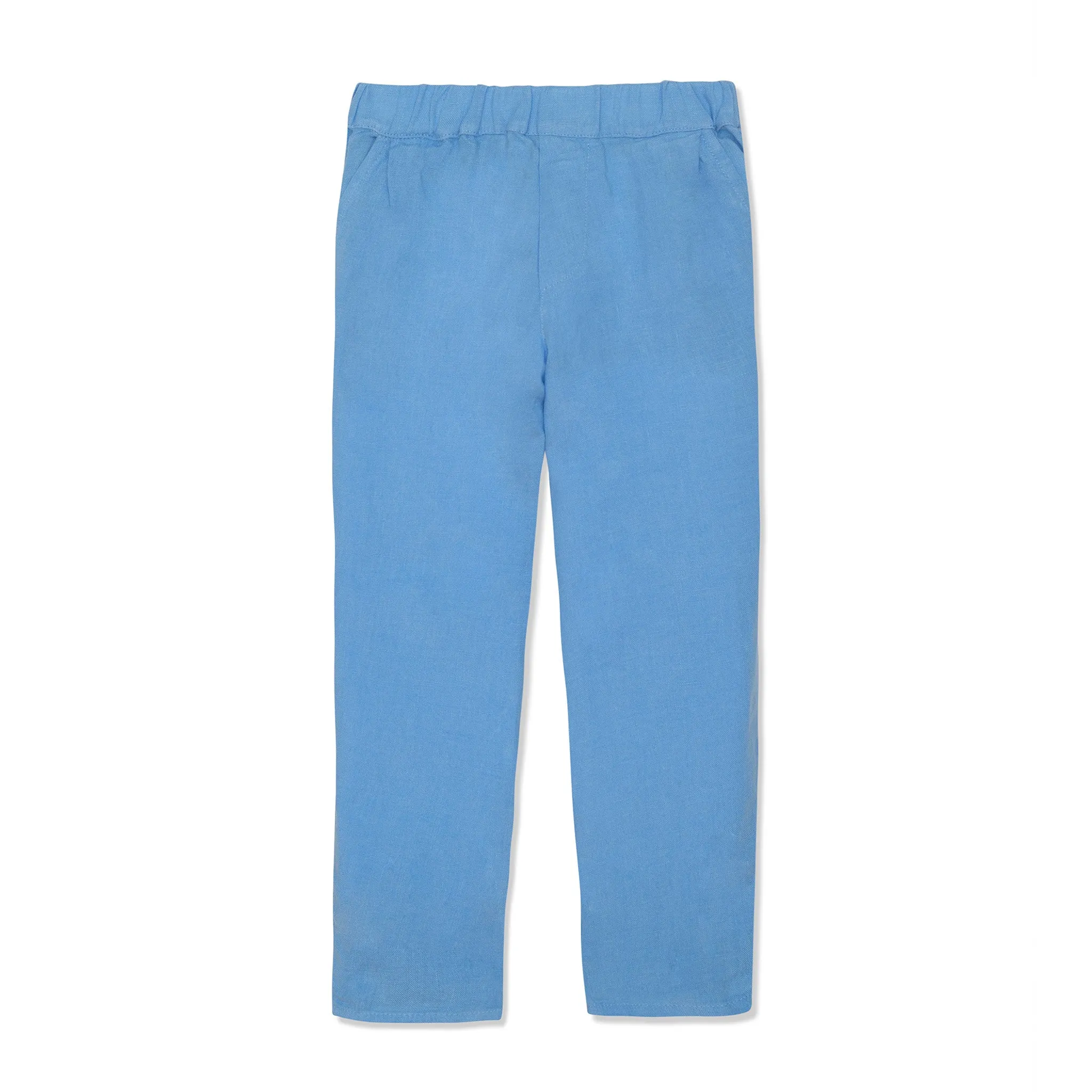 Blue Gingham Linen Kid Pants