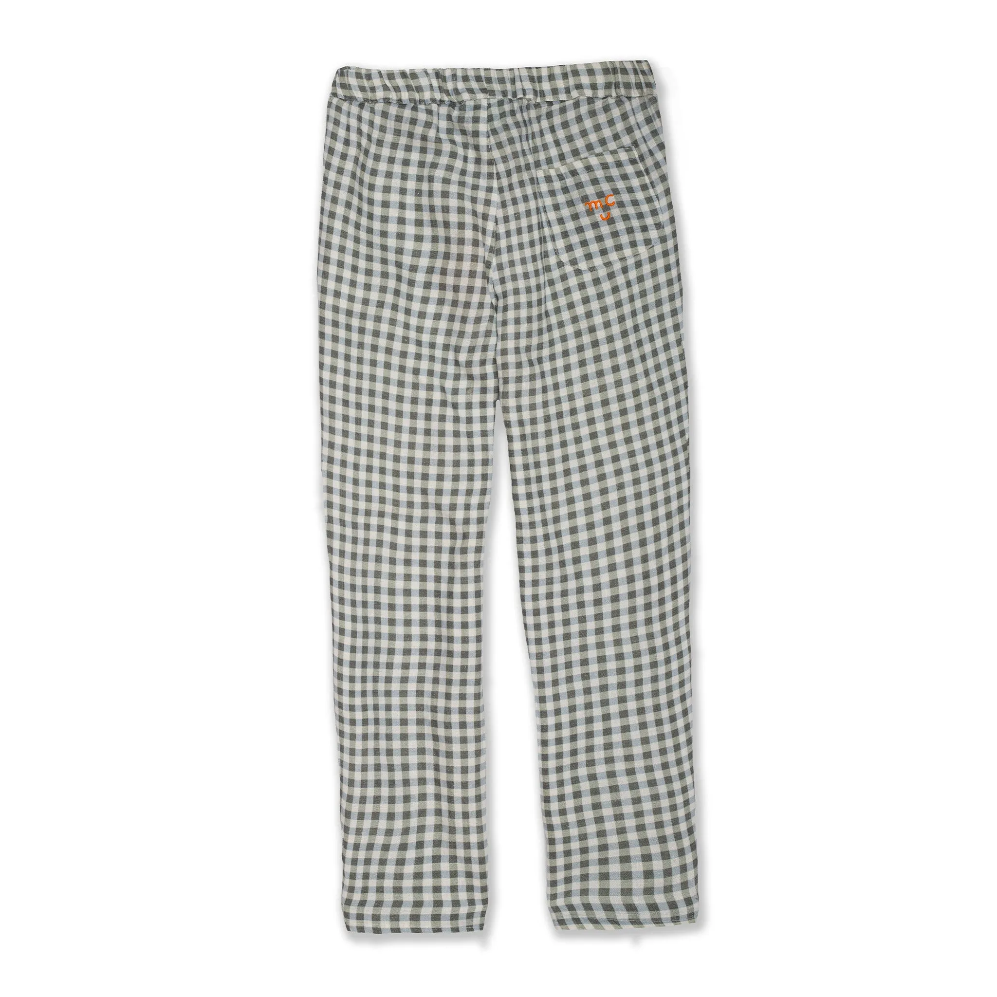 Blue Gingham Linen Kid Pants