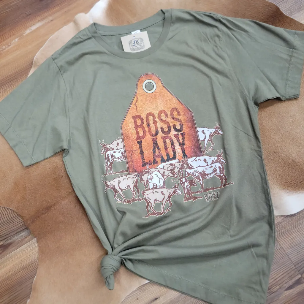 BOSS LADY MILITARY GREEN TEE