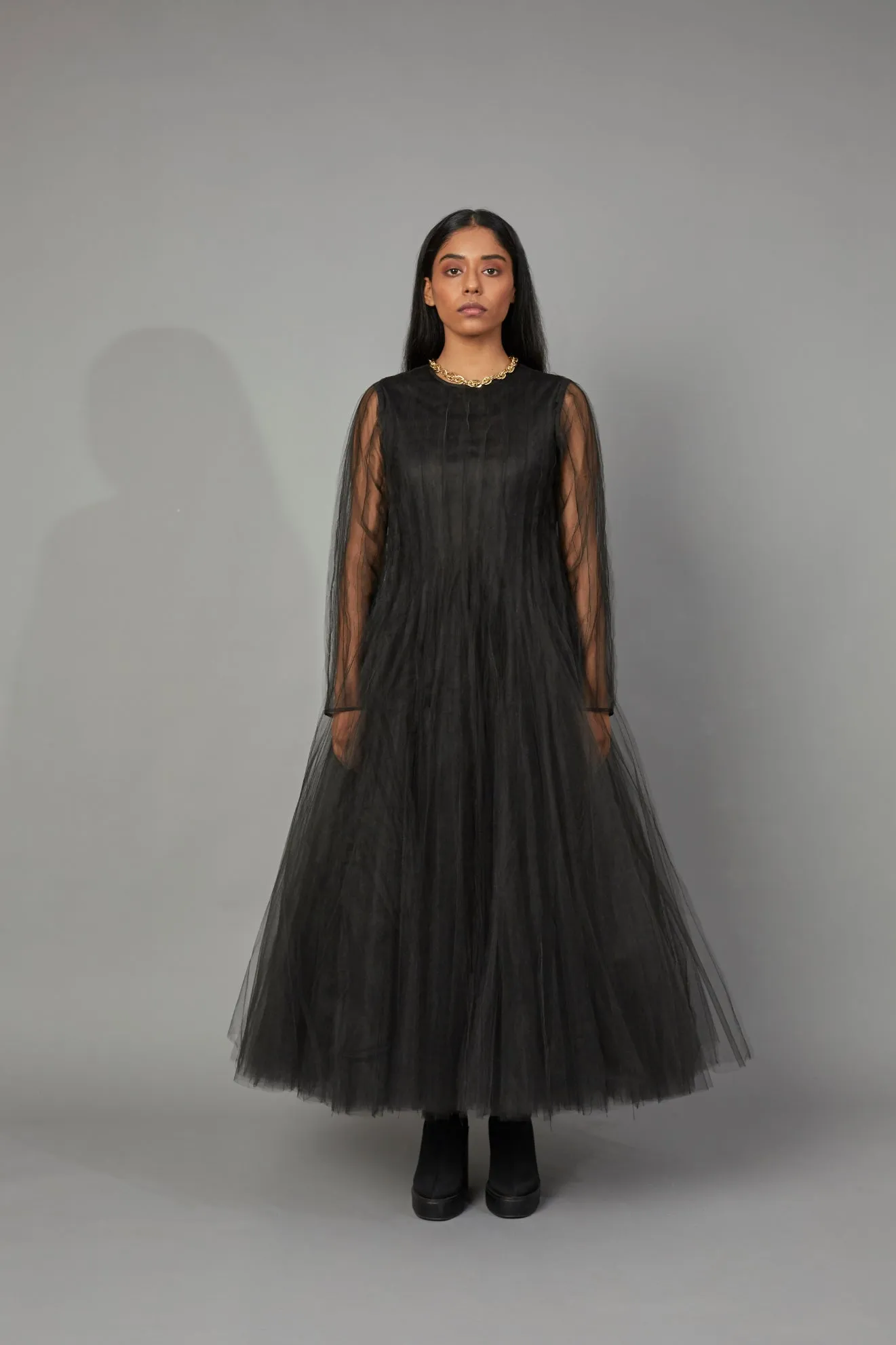 BOTTLE BRUSH TULLE DRESS BLACK