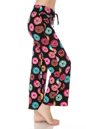 Bright Donut Print Soft Lounge Pajama Pants