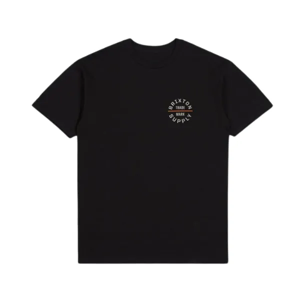 Brixton Mens Crest II S/S Standard Tee - Black/Persimmon Orange/Sand