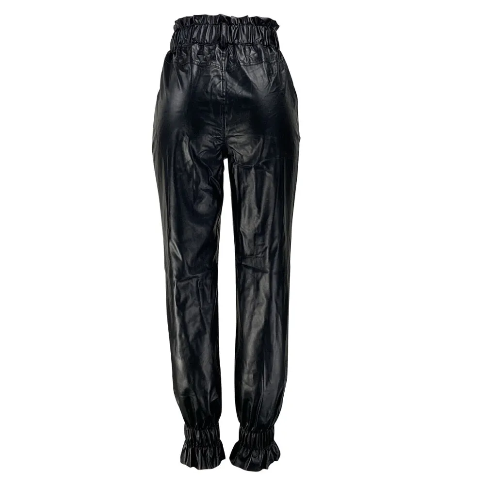 Casual PU Faux Leather Pants