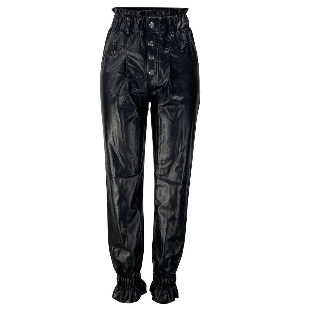 Casual PU Faux Leather Pants