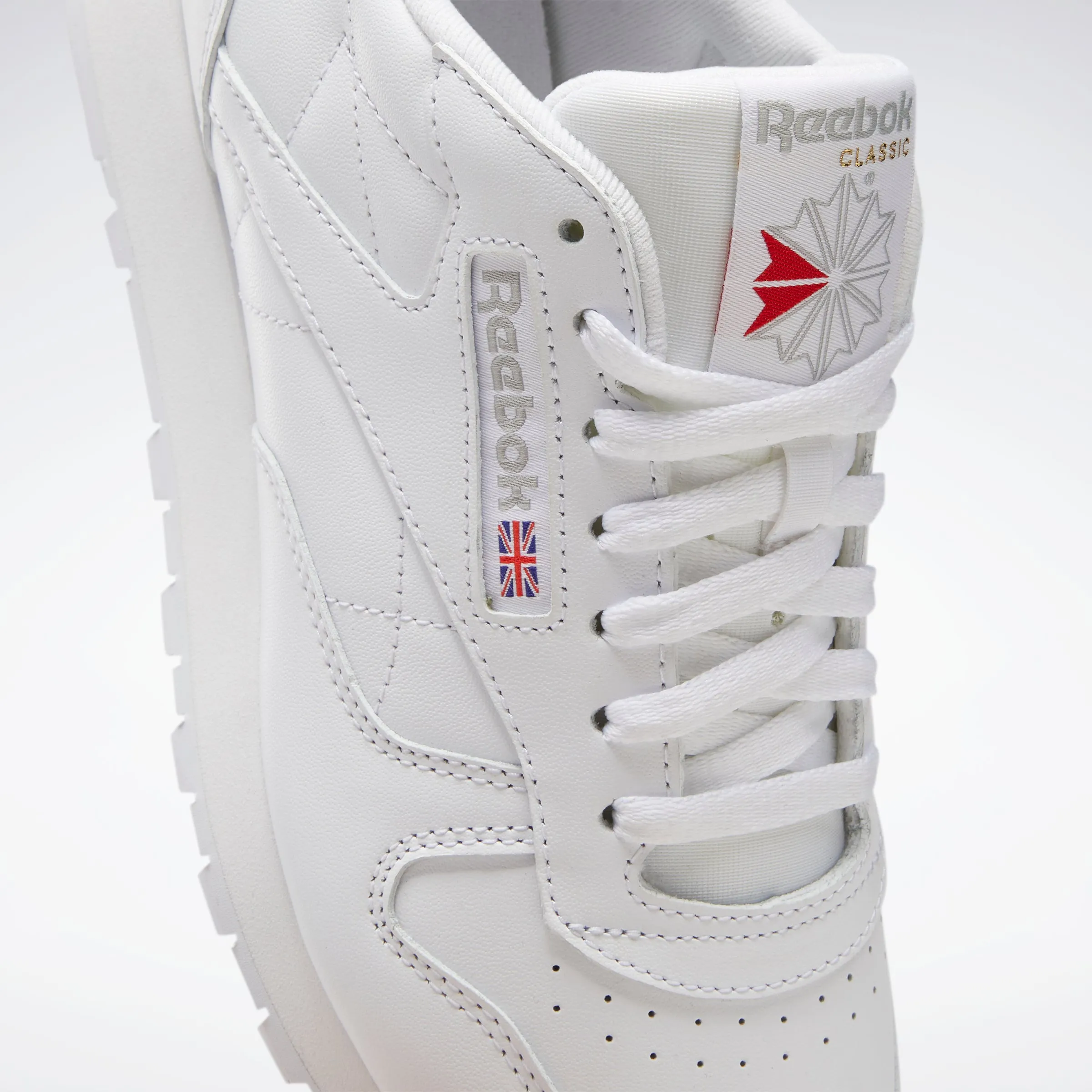 Classic Leather Shoes White/White/Pure Grey 3