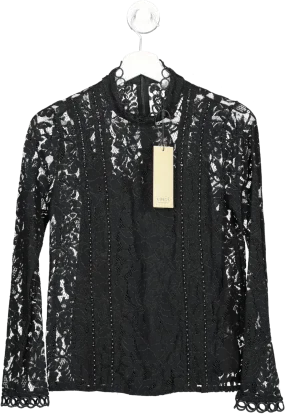 Coast Black Fay Beaded Lace High Neck Blouse BNWT UK 6