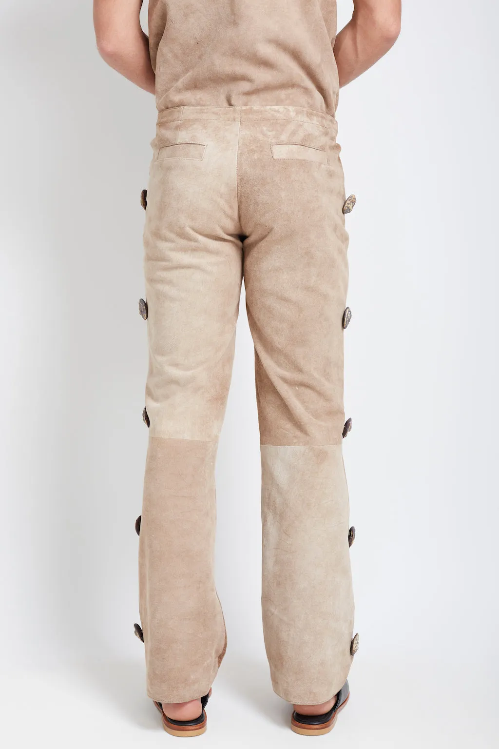 Coqueto: Raw Beige Suede Pants