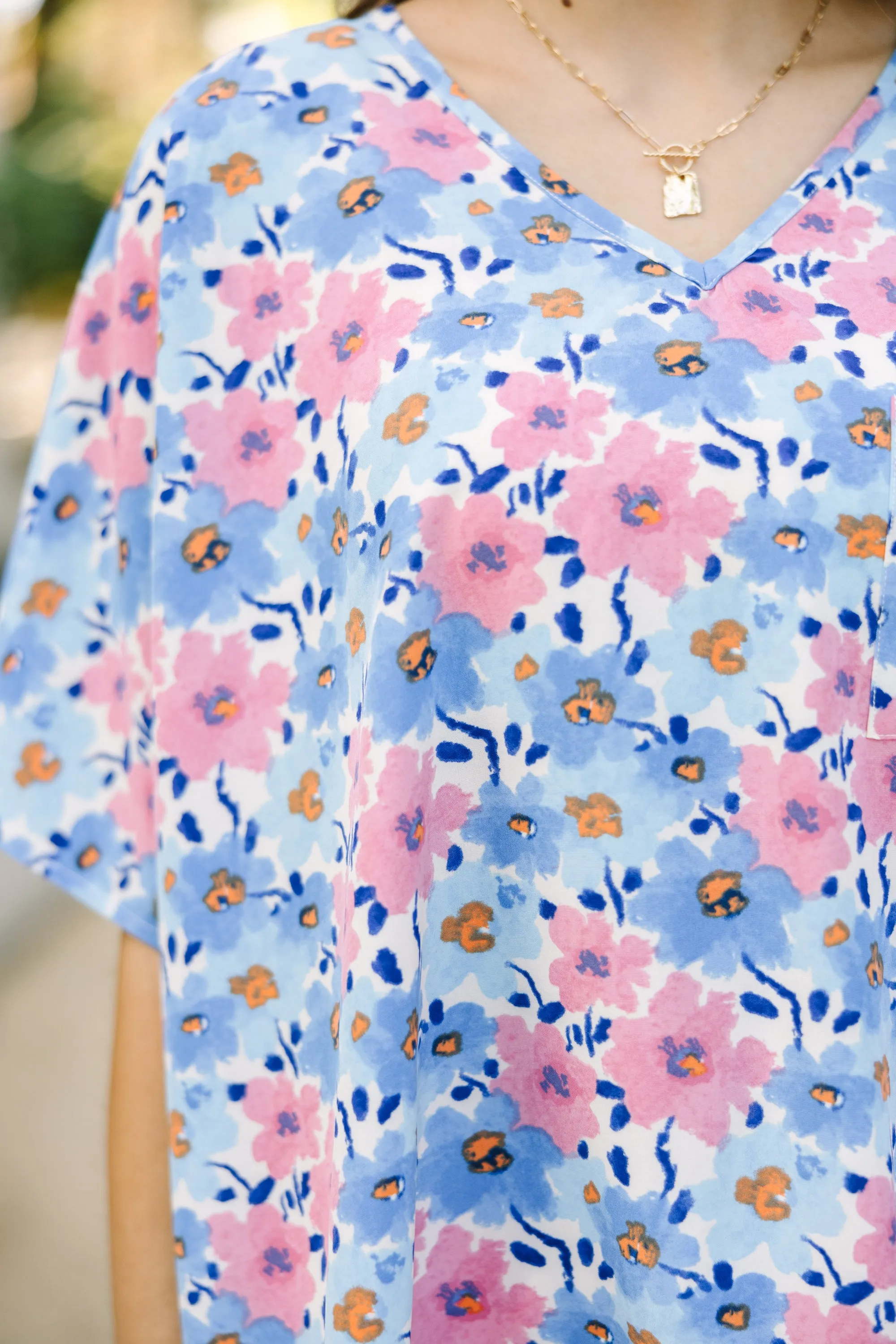 Couldn't Be Better Blue Floral Top