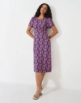 Crew Clothing - Jenna Printed Scoop Neck Jersey Dress - Navy Pink Floral