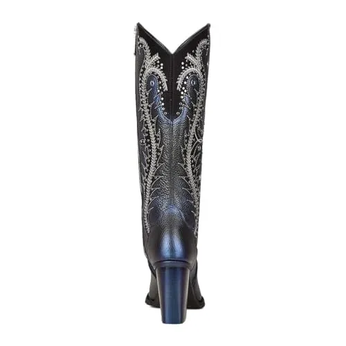 Cuadra Women's Tall Western Boot in Genuine Leather Blue 4I09RS, Size 6