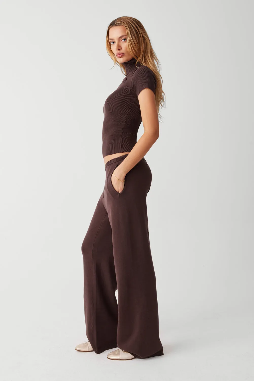 Delilah Low Rise Cloud Knit Pant - Mocha