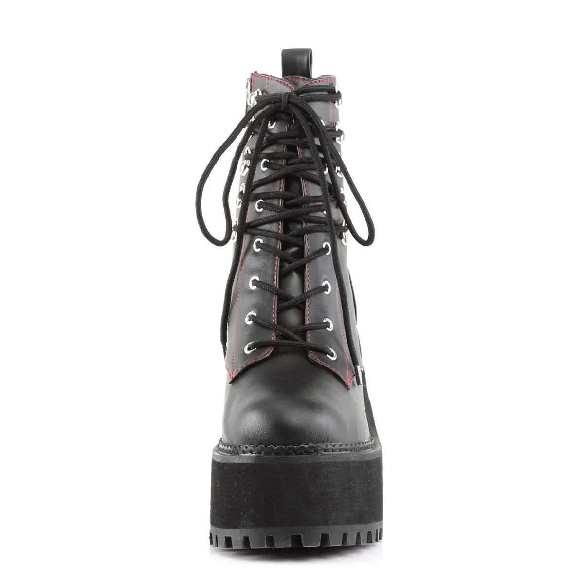 Demonia ASSAULT-100 | Stylish Black Vegan Leather Ankle Boots for a Bold Fashion Statement