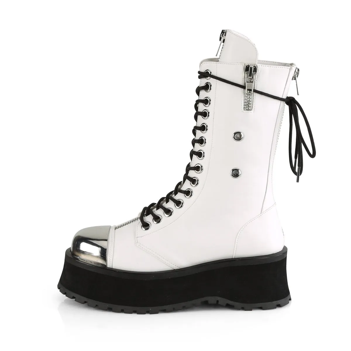 Demonia GRAVEDIGGER-14 | White Vegan Leather Unisex Boots