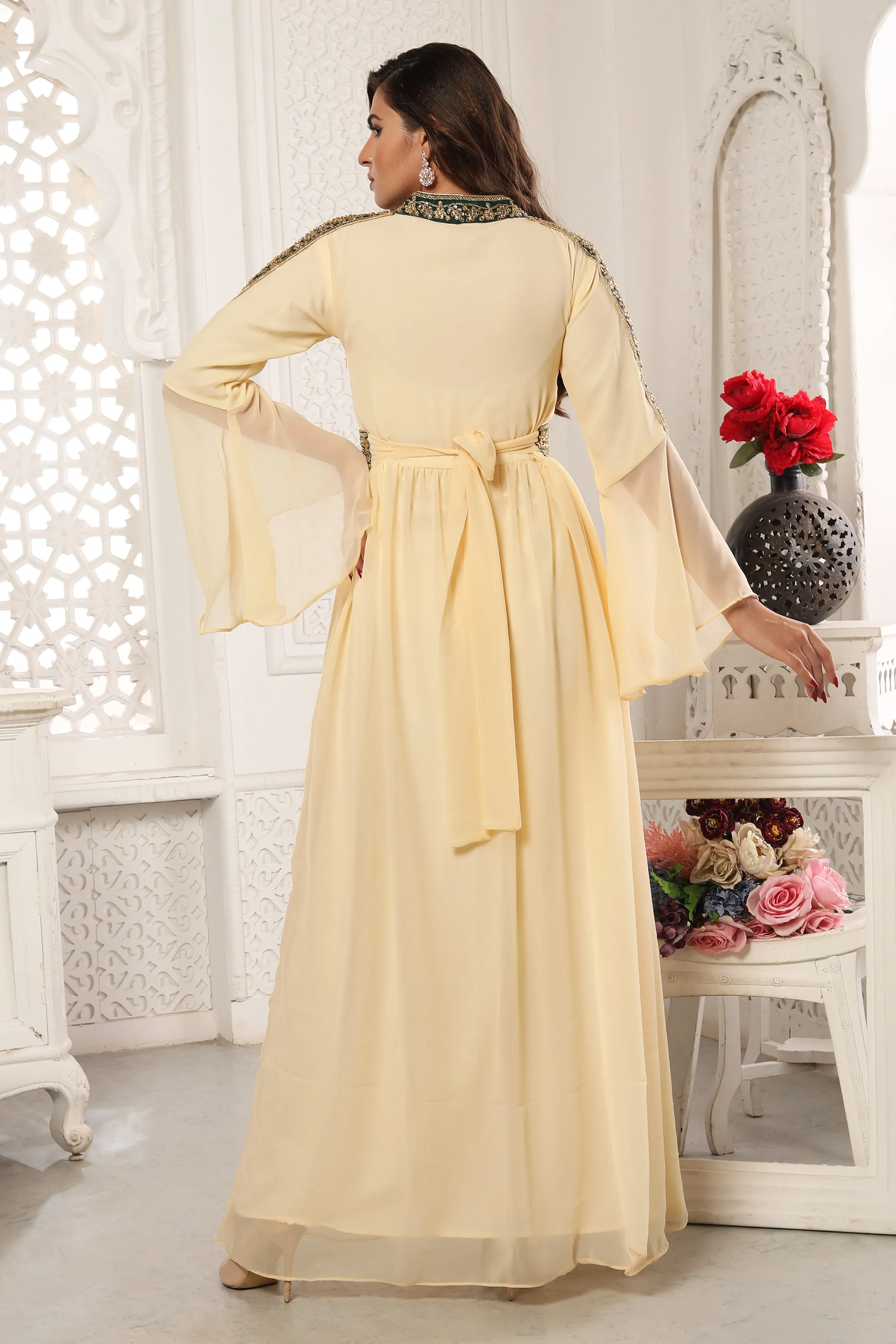 Designer Kaftan Khaleeji Thobe Caftan with Bell sleeve