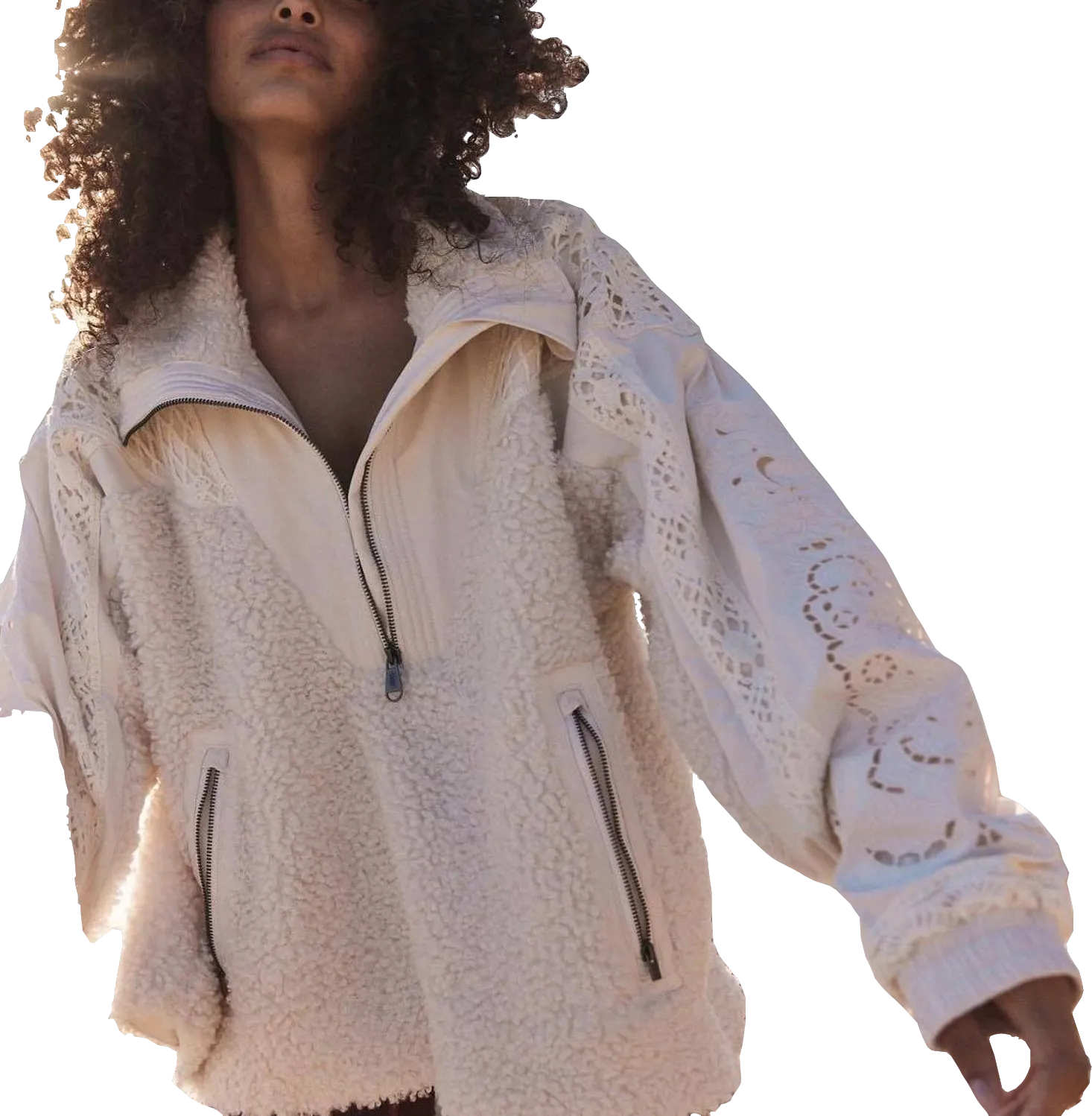 Free People Movement Cream Borg Seaside Fleece BNWT UK L