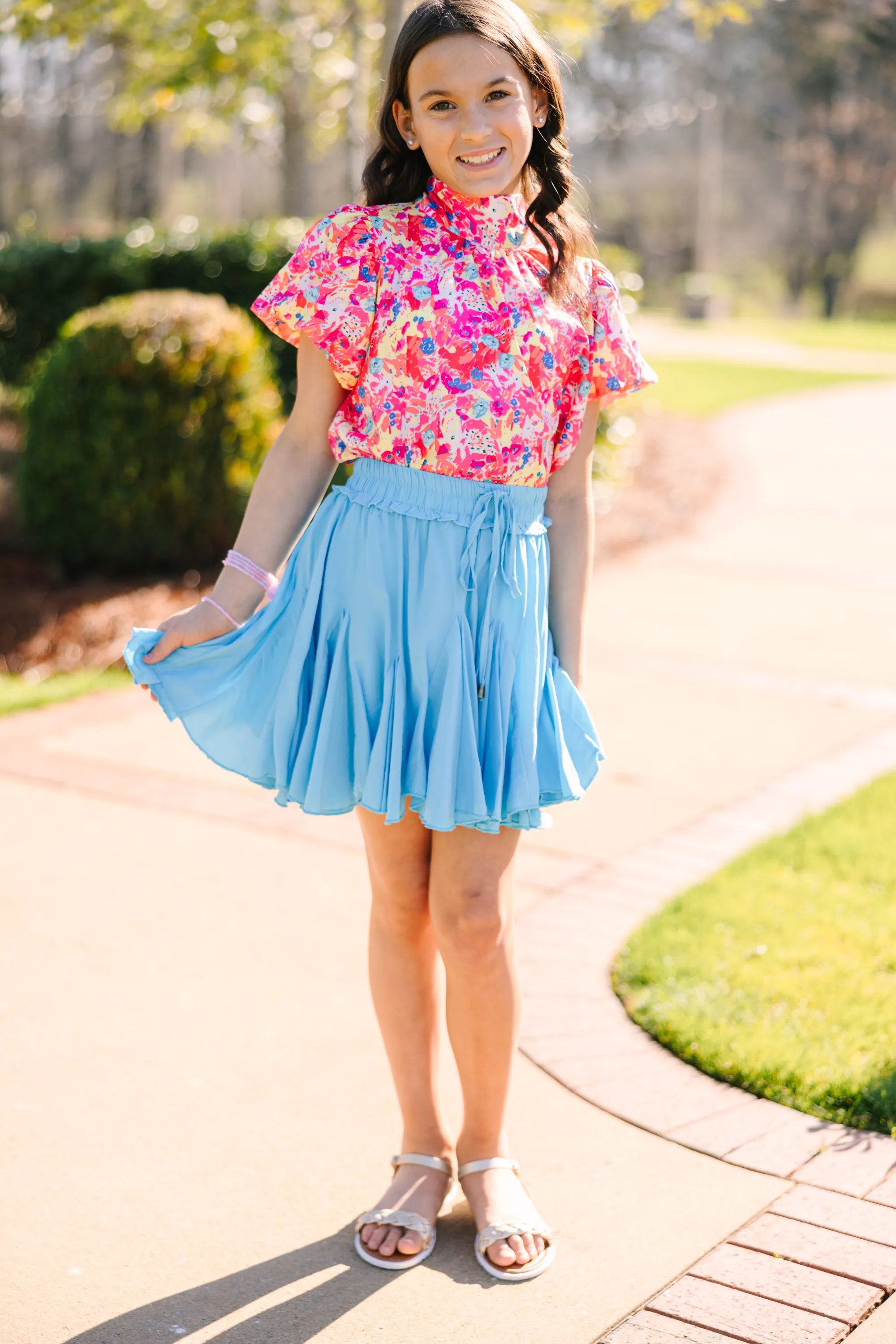 Girls: Can't Let You Go Fuchsia Pink Floral Blouse