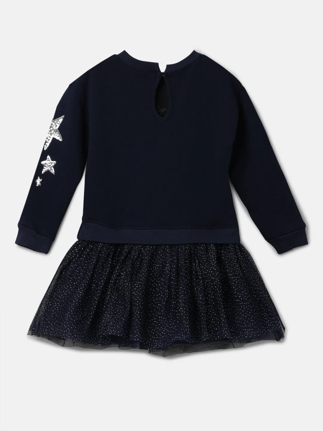 Girls Navy Star Sequin Embellished Tutu Dress