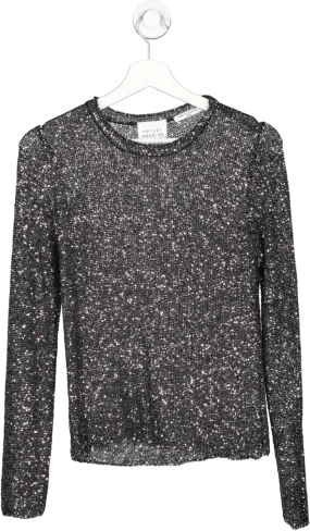 Hayley Menzies Metallic Moonshine Sequin Knit Top UK S