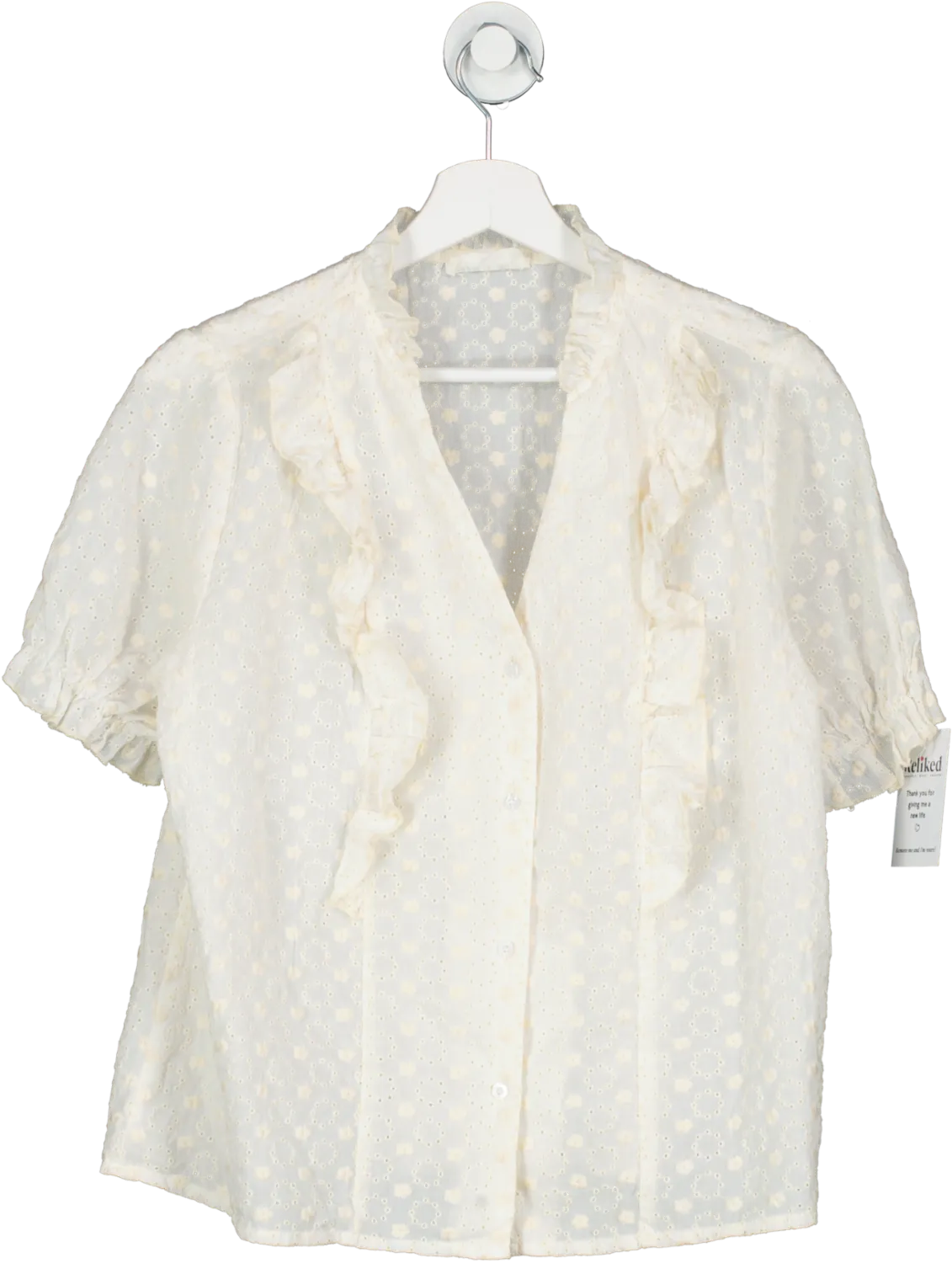 Indie   moi White Short Sleeve Embroidered Blouse UK M