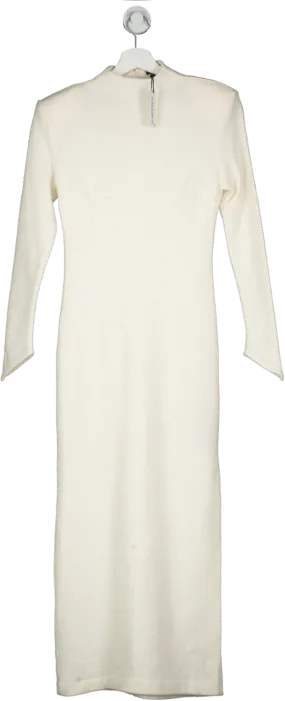 Karen Millen Cream Wool Funnel Neck Knit Midi Dress UK XS