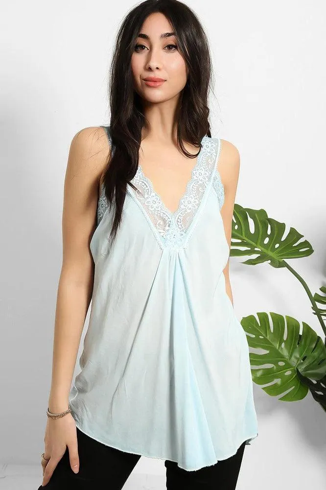 Lace Details Bleached Effect Viscose Cami Top