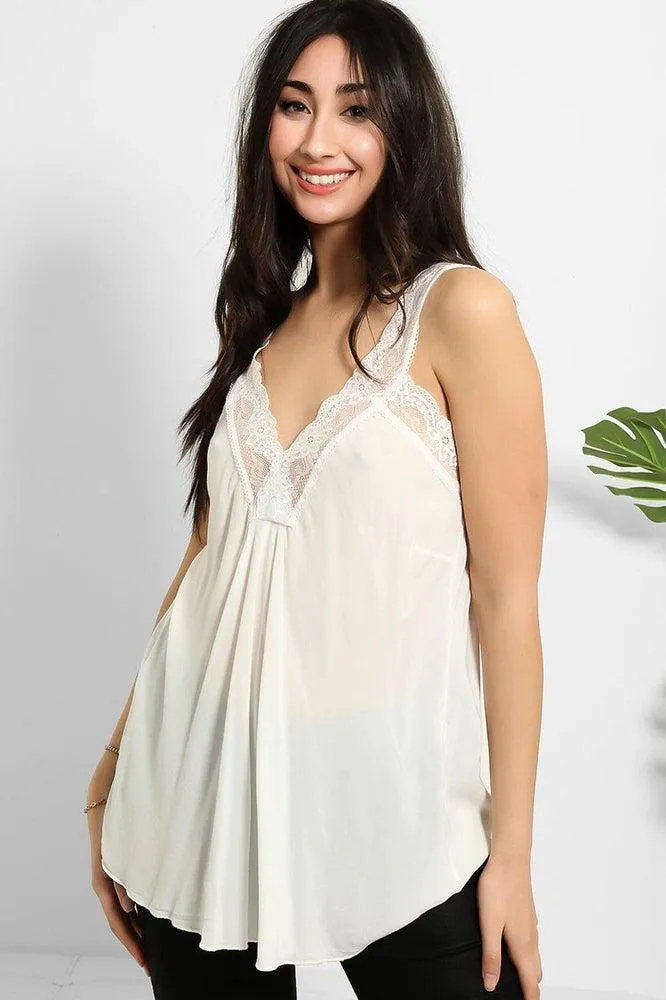 Lace Details Bleached Effect Viscose Cami Top