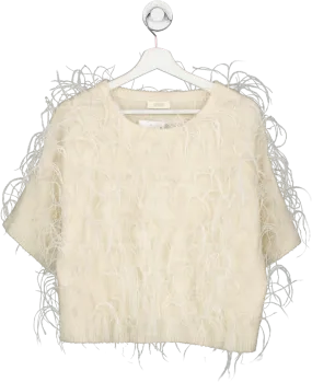 Lapointe Cream Alpaca Silk Feather Top UK S