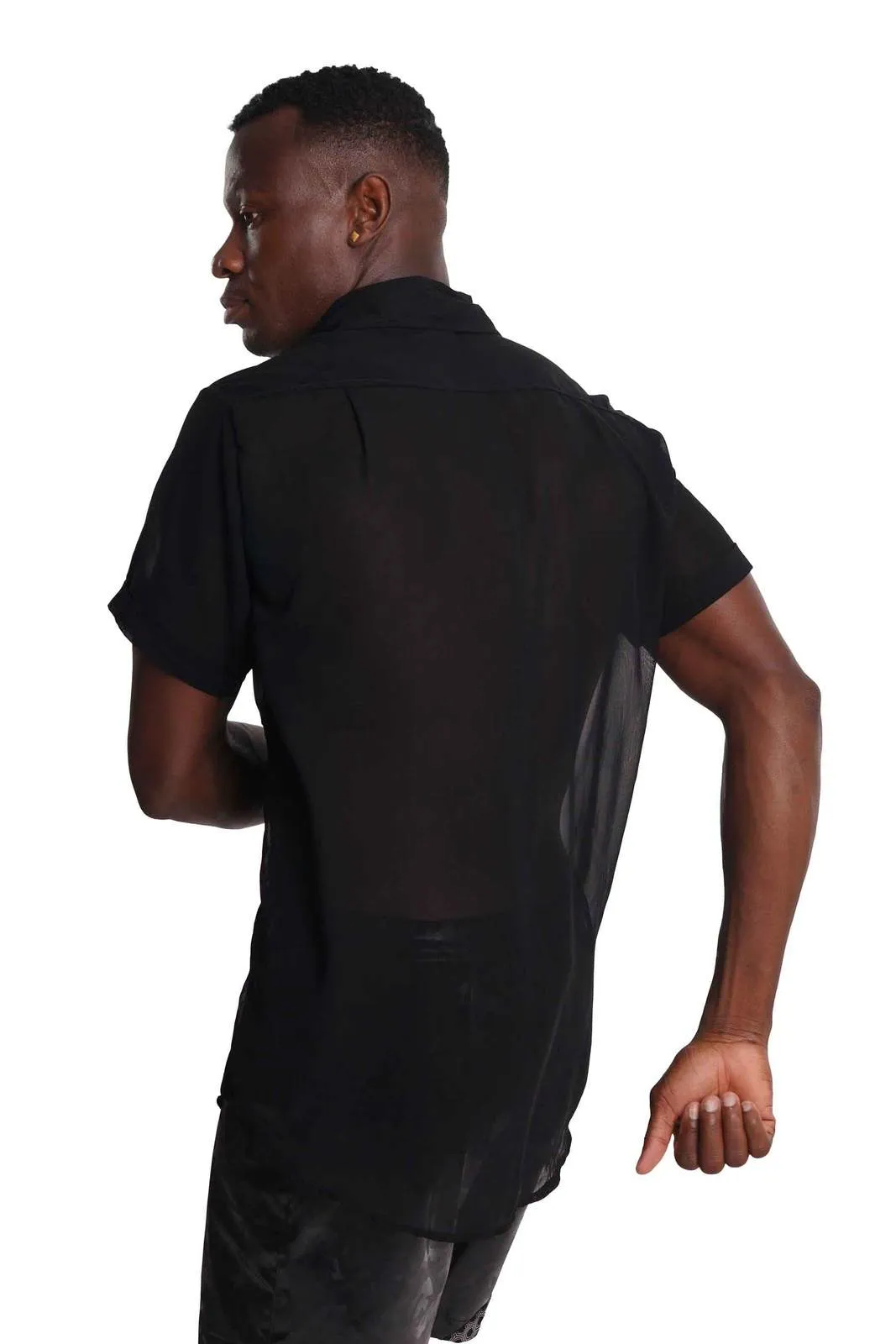 Mens Chiffon Shirt - Black