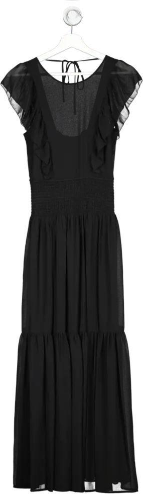 Michael Kors Black Georgette ruffle Maxi Dress UK XS