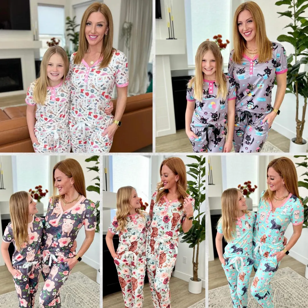 PREORDER: Matching Short Sleeve Pajamas in Assorted Prints