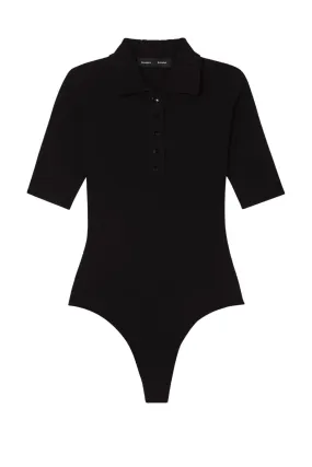 Proenza Schouler Silk Viscose Polo Bodysuit - Black