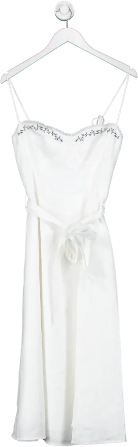 Reformation White embroidered Kieryn Linen Dress UK 8