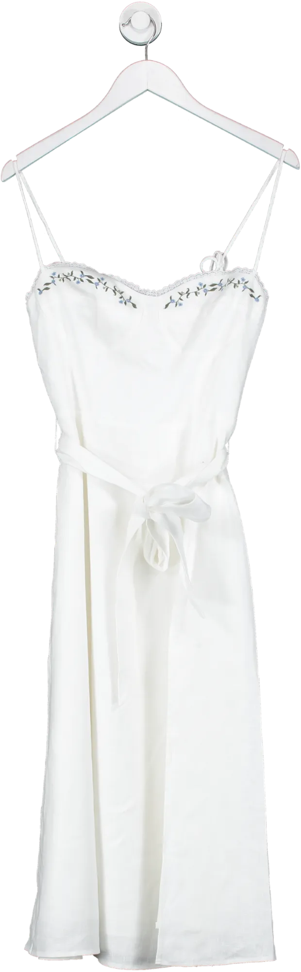 Reformation White embroidered Kieryn Linen Dress UK 8