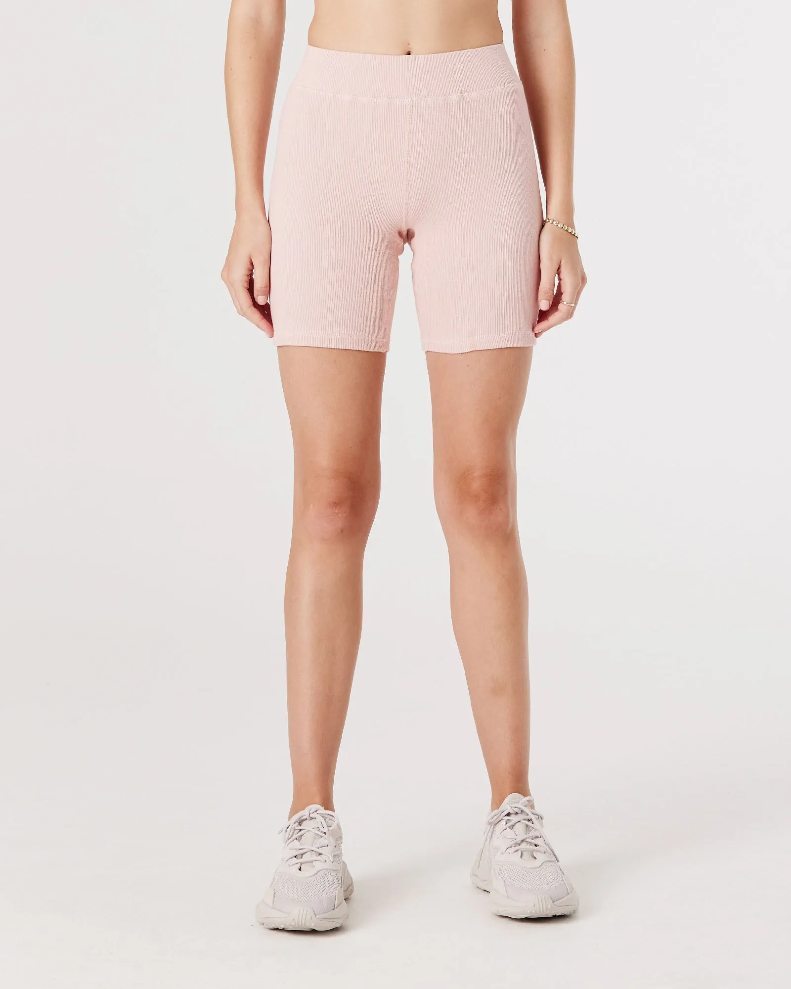 RIB BIKE SHORT - PEACH PINK