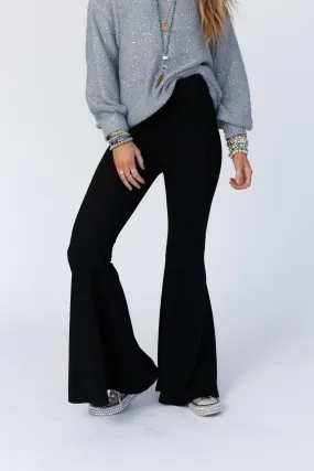 Sonny Ribbed Flare Pants - Black