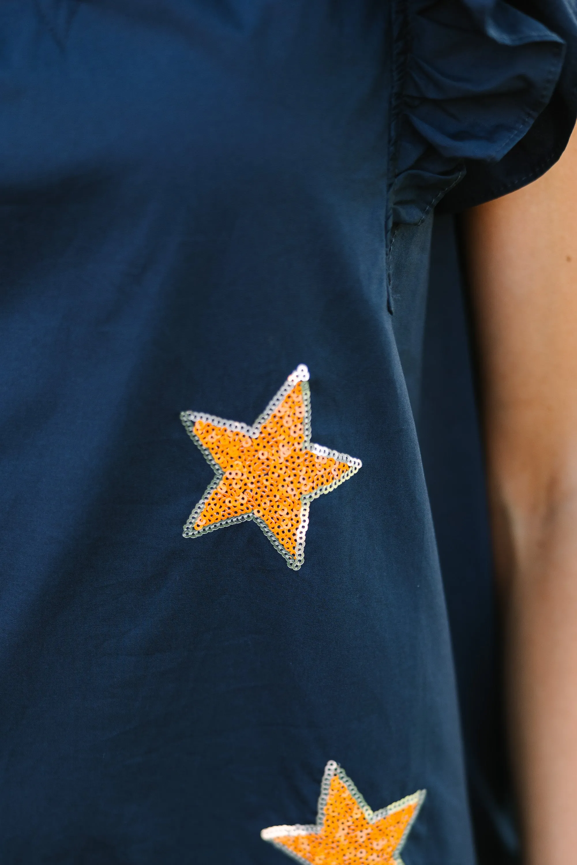 Navy Blue Sequined Star of the Show Dress