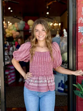 Strawberry Patch Plaid top