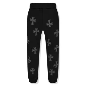 Unknown London Black Rhinestone Sweatpants