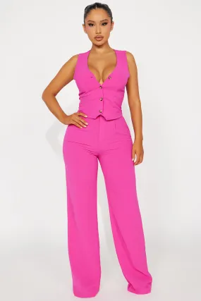 Vanessas Vibrant Magenta Vest and Pant Set