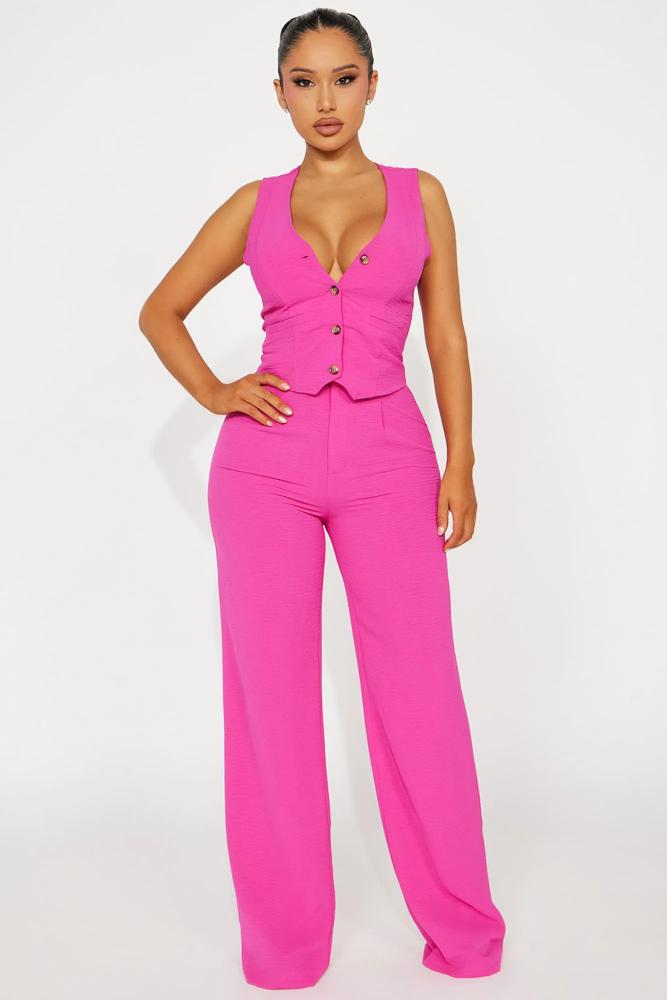 Vanessas Vibrant Magenta Vest and Pant Set