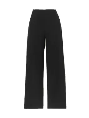 Wide Leg Stretch Cady Trouser in Black