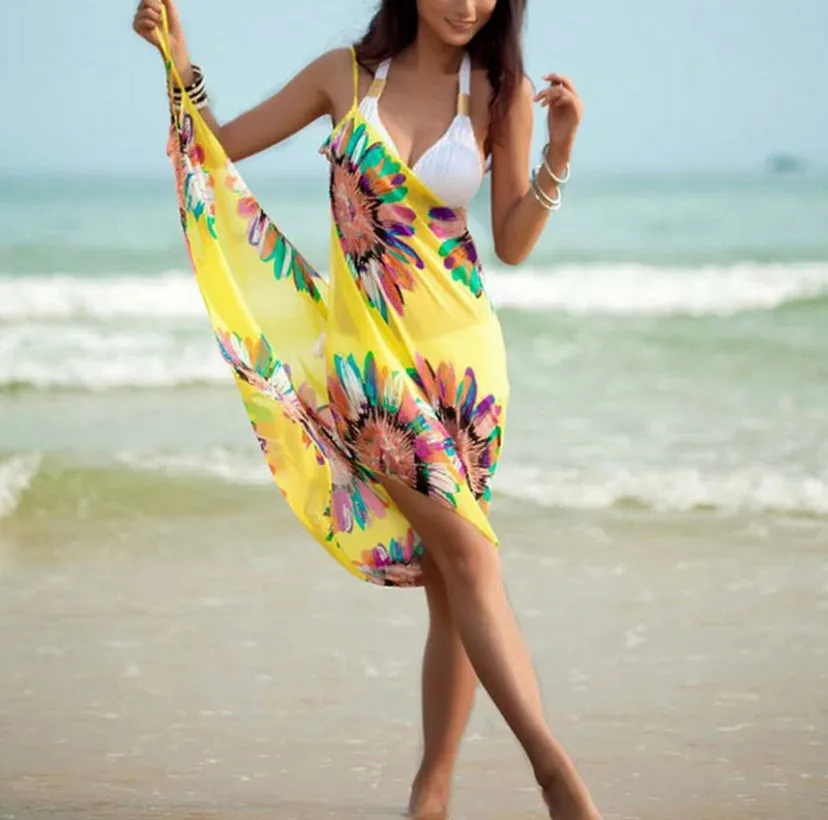 WOMEN COLORFUL BEACH COVER UP DRESS